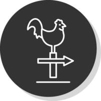 Chicken Line Shadow Circle Icon Design vector