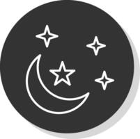 Luna línea sombra circulo icono diseño vector