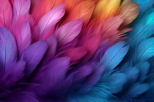 Rainbow Colorful fluffy Macaw Feathers Background, Feathers background, Colorful Feathers Wallpaper, Macaw bird feathers pattern, photo