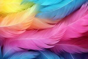 Rainbow Colorful fluffy Macaw Feathers Background, Feathers background, Colorful Feathers Wallpaper, Macaw bird feathers pattern, photo