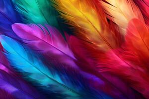 Rainbow Colorful fluffy Macaw Feathers Background, Feathers background, Colorful Feathers Wallpaper, Macaw bird feathers pattern, photo