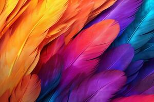 Rainbow Colorful fluffy Macaw Feathers Background, Feathers background, Colorful Feathers Wallpaper, Macaw bird feathers pattern, photo