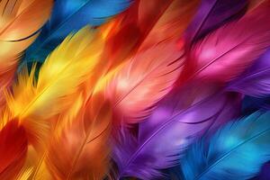 Rainbow Colorful fluffy Macaw Feathers Background, Feathers background, Colorful Feathers Wallpaper, Macaw bird feathers pattern, photo