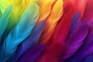 Rainbow Colorful fluffy Macaw Feathers Background, Feathers background, Colorful Feathers Wallpaper, Macaw bird feathers pattern, photo