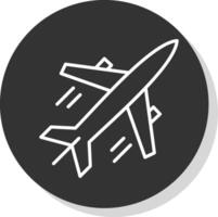 Plane Line Shadow Circle Icon Design vector