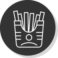 French Fries Line Shadow Circle Icon Design vector