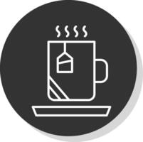 caliente té línea sombra circulo icono diseño vector