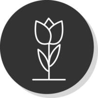 Tulip Line Shadow Circle Icon Design vector