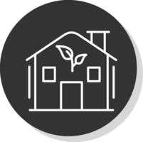 Low Energy House Line Shadow Circle Icon Design vector