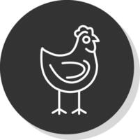 Chicken Line Shadow Circle Icon Design vector