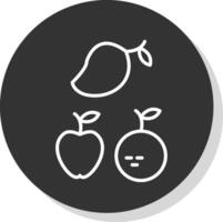 frutas línea sombra circulo icono diseño vector