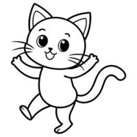 Cat Carton Coloring book illustration line art vector