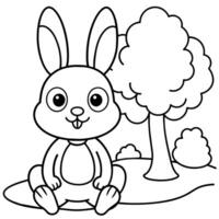 Cute Bunny coloring book illustration vector