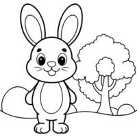 Cute Bunny coloring book illustration vector