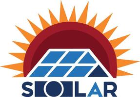 Solar Panel with sun icon flat style vector