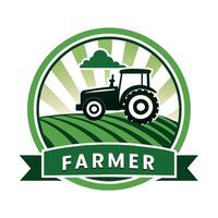 Farmer logo illustration flat 2d style vector
