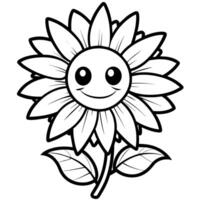 sun flower coloring book illustration vector