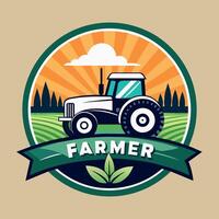 Farmer logo illustration flat 2d style vector