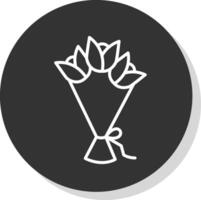 mano ramo de flores línea sombra circulo icono diseño vector