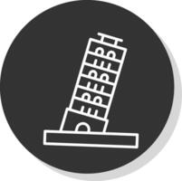 Pisa torre línea sombra circulo icono diseño vector