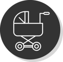 Baby Stroller Line Shadow Circle Icon Design vector