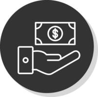 Receive Money Line Shadow Circle Icon Design vector