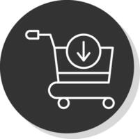 Add To Cart Line Shadow Circle Icon Design vector