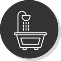 Bathtub Line Shadow Circle Icon Design vector