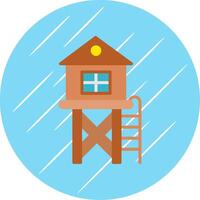 Lifeguard Tower Flat Circle Icon Design vector