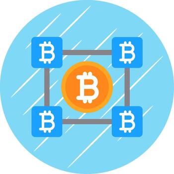 bitcoin bloques plano circulo icono diseño vector