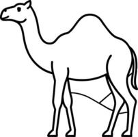 Camel On desert flat style 2d illustration vector