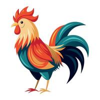 A Rooster Stand flat style vector