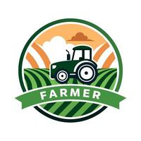 Farmer logo illustration flat 2d style vector