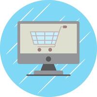 OnLine Circle Multi Circle Shopping Flat Circle Icon Design vector