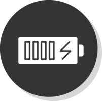 Battery Glyph Shadow Circle Icon Design vector