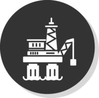 Offshore Platform Glyph Shadow Circle Icon Design vector