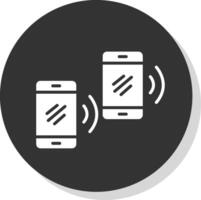 Mobile Sync Glyph Shadow Circle Icon Design vector