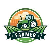 Farmer logo illustration flat 2d style vector