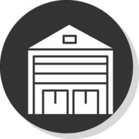 Warehouse Glyph Shadow Circle Icon Design vector