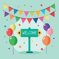 Welcome Text Flat Style Illustration vector