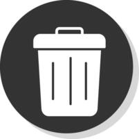 Trash Glyph Shadow Circle Icon Design vector