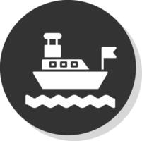 Ferry Glyph Shadow Circle Icon Design vector