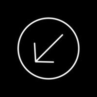 Down Left Arrow Line Inverted Icon Design vector