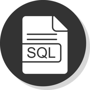 sql archivo formato glifo sombra circulo icono diseño vector