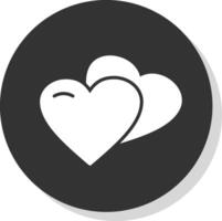 Hearts Glyph Shadow Circle Icon Design vector