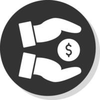 salvar dinero glifo sombra circulo icono diseño vector