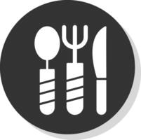 Cooking Utensils Glyph Shadow Circle Icon Design vector