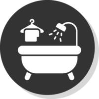 Bathtub Glyph Shadow Circle Icon Design vector