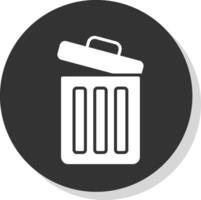 Trash Glyph Shadow Circle Icon Design vector