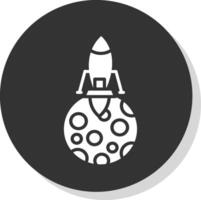 Moon Landing Glyph Shadow Circle Icon Design vector